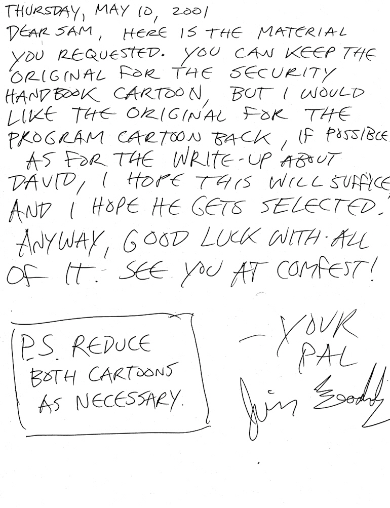 Jim's letter that accompanied the following two cartoons.